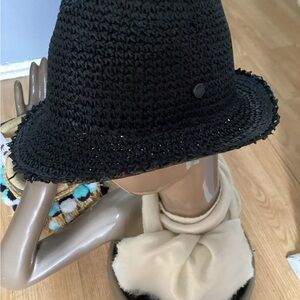 Original Chuck Fedora Panama Style Black Woven Hat